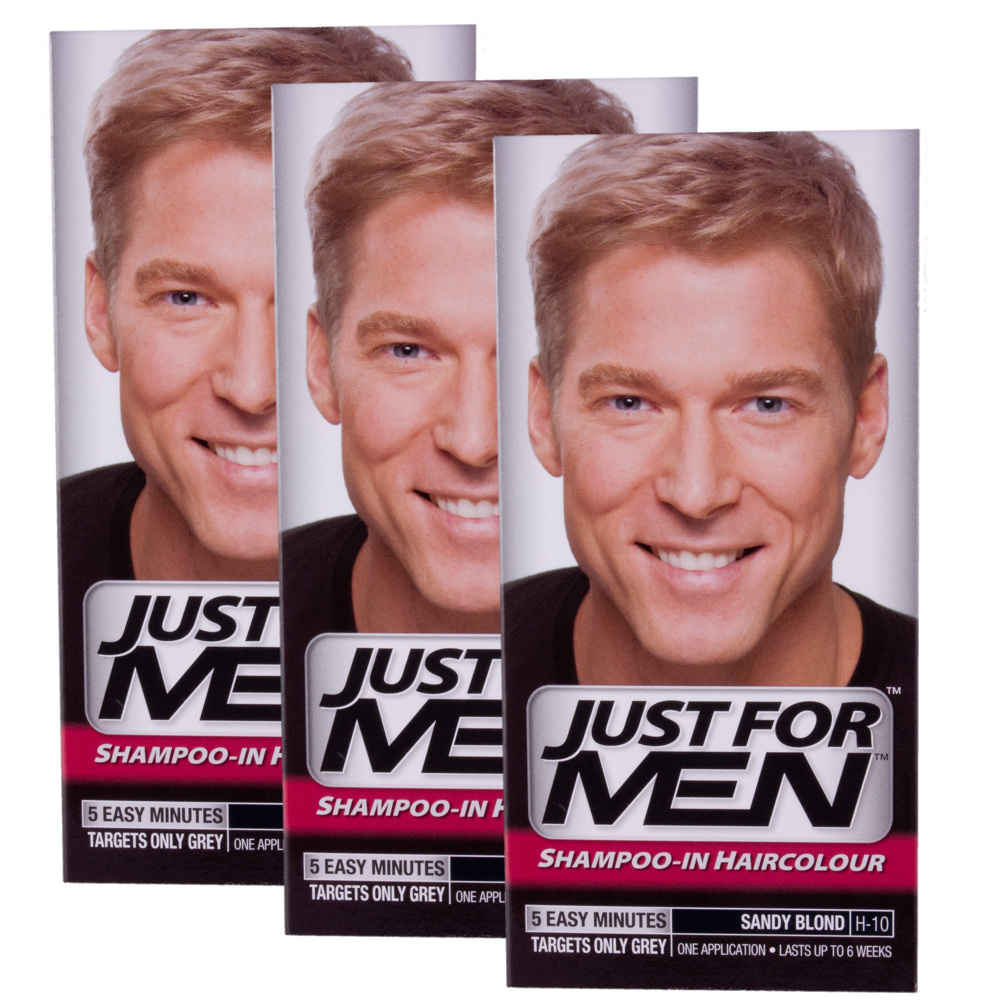 3 x Just For Men Shampoo In Hair Colour - Sandy Blonde H10 - The Groomed Man