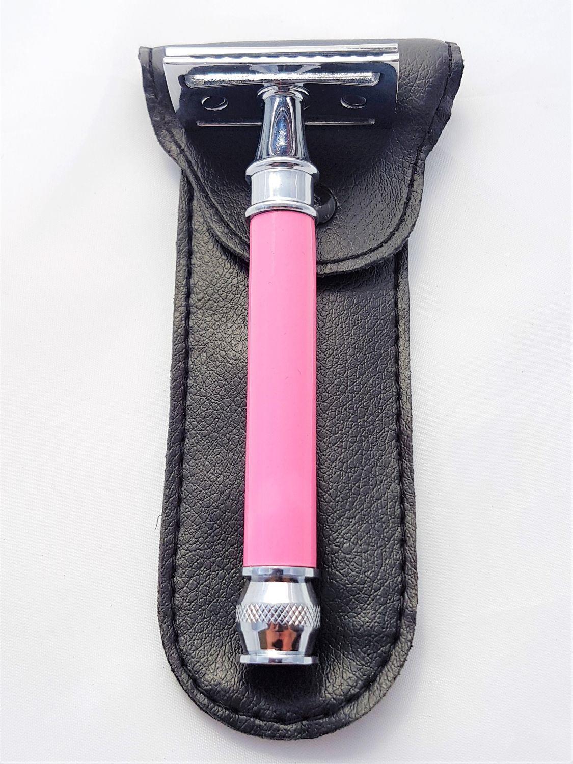 Sweyn Forkbeard Safety Razor with Leather Pouch - Astrid's Sword, Pink-0